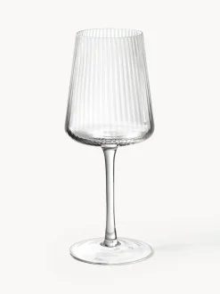 Copas de vino blanco artesanales con relieves Cami, 4 uds.