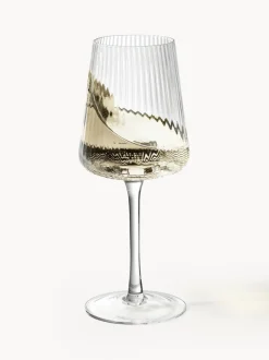 Copas de vino blanco artesanales con relieves Cami, 4 uds.