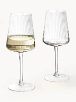 Copas de vino blanco artesanales con relieves Cami, 4 uds.