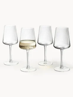 Copas de vino blanco artesanales con relieves Cami, 4 uds.