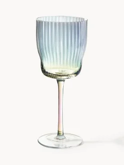 Copas de vino sopladas con relieve y brillo nacarino Juno, 4 uds.