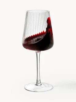 Copas de vino tinto artesanales con relieves Cami, 4 uds.