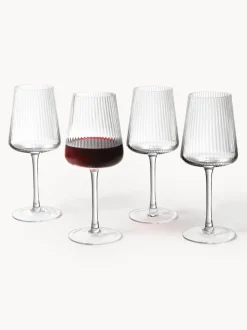 Copas de vino tinto artesanales con relieves Cami, 4 uds.