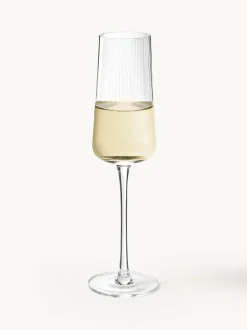 Copas flauta de champán artesanales con relieves Cami, 4 uds.