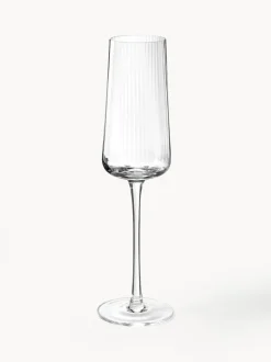 Copas flauta de champán artesanales con relieves Cami, 4 uds.