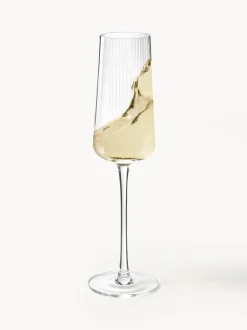 Copas flauta de champán artesanales con relieves Cami, 4 uds.
