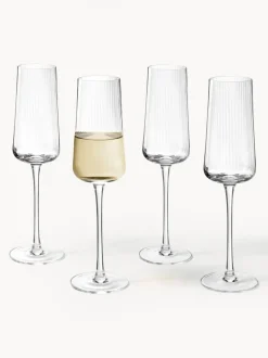 Copas flauta de champán artesanales con relieves Cami, 4 uds.