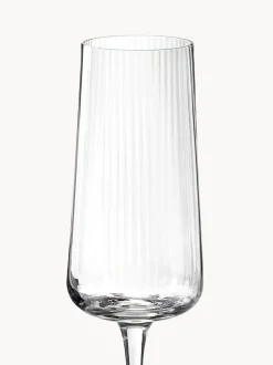 Copas flauta de champán artesanales con relieves Cami, 4 uds.
