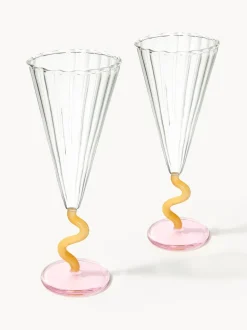 Copas flauta de champán artesanal Curve, 2 uds.