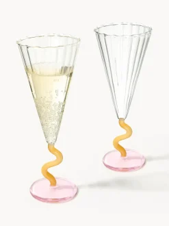 Copas flauta de champán artesanal Curve, 2 uds.