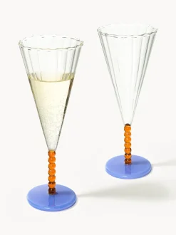 Copas flauta de champán artesanal Perle, 2 uds.