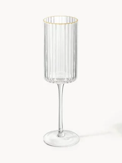 Copas flauta sopladas con borde dorado Aleo, 4 uds.