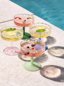 Copas pompadour de champán artesanales de vidrio borosilicato Twirl, 2 uds.