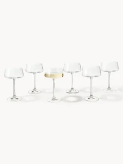 Copas pompadour de champán de cristal Gwenda, 6 uds.