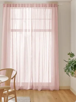 Cortinas semitransparente con cinta de lazo Gardine Ibiza, 2 uds.