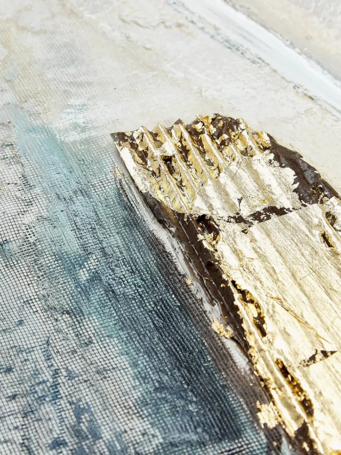 Cuadro en lienzo pintado a mano Golden Blue I