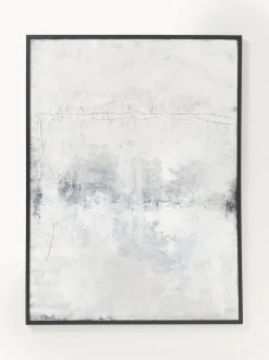 Cuadro en lienzo pintado a mano Simple Living, marco de madera