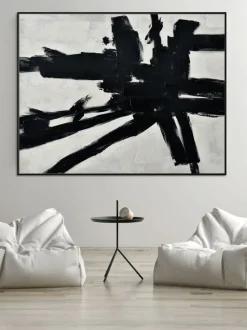 Cuadro en lienzo pintado a mano con marco de madera Omaggio A Kline