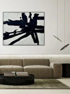 Cuadro en lienzo pintado a mano con marco de madera Omaggio A Kline