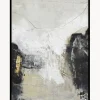 Cuadro en lienzo pintado a mano Noir, marco de madera