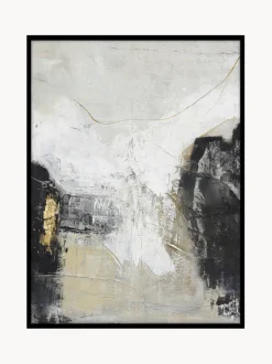 Cuadro en lienzo pintado a mano Noir, marco de madera