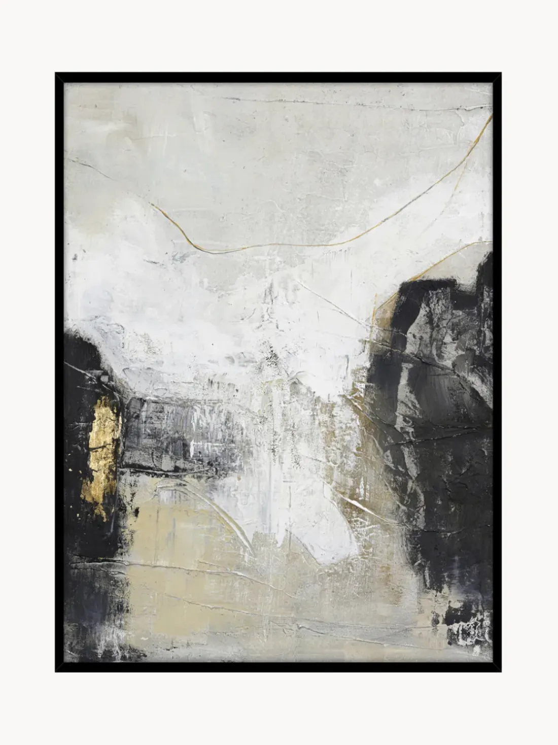 Cuadro en lienzo pintado a mano Noir, marco de madera