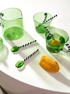 Cuchara de vidrio artesanal de vidrio borosilicato Duet, 4 uds.