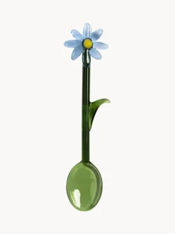 Cucharas artesanales de vidrio borosilicato Flora, 2 uds.