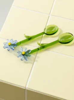 Cucharas artesanales de vidrio borosilicato Flora, 2 uds.