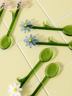 Cucharas artesanales de vidrio borosilicato Flora, 2 uds.