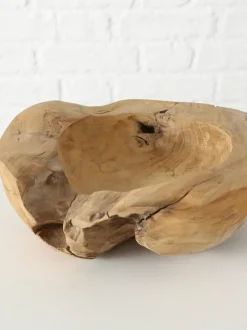 Cuenco decorativo grande de madera de teca Unikat