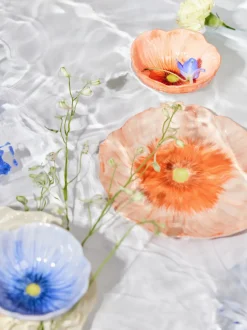 Cuencos artesanales con relieves Poppy, 2 uds.