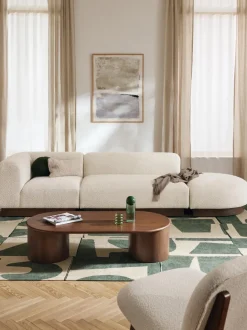 Diván modular de borreguillo bouclé con reposapiés Natalie