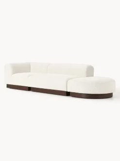 Diván modular de borreguillo bouclé con reposapiés Natalie