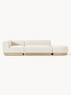 Diván modular de borreguillo bouclé con reposapiés Natalie