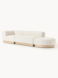 Diván modular de borreguillo bouclé con reposapiés Natalie