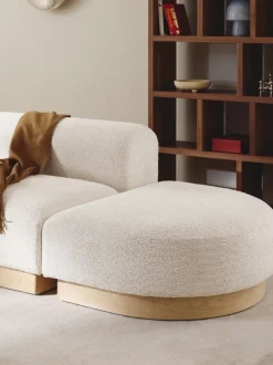 Diván modular de borreguillo bouclé con reposapiés Natalie