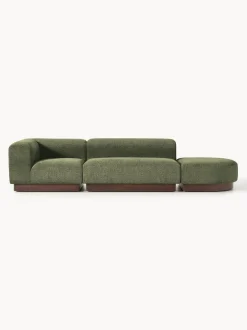 Diván modular de borreguillo bouclé con reposapiés Natalie