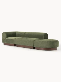 Diván modular de borreguillo bouclé con reposapiés Natalie