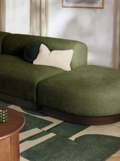 Diván modular de borreguillo bouclé con reposapiés Natalie