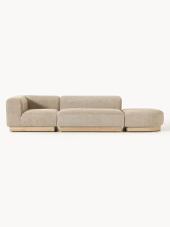 Diván modular de borreguillo bouclé con reposapiés Natalie