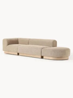 Diván modular de borreguillo bouclé con reposapiés Natalie