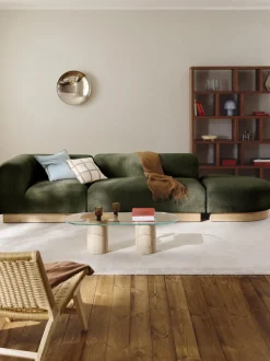 Diván modular de borreguillo bouclé con reposapiés Natalie