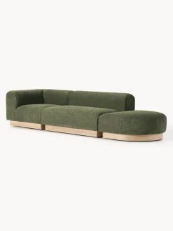 Diván modular de borreguillo bouclé con reposapiés Natalie