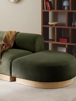 Diván modular de borreguillo bouclé con reposapiés Natalie
