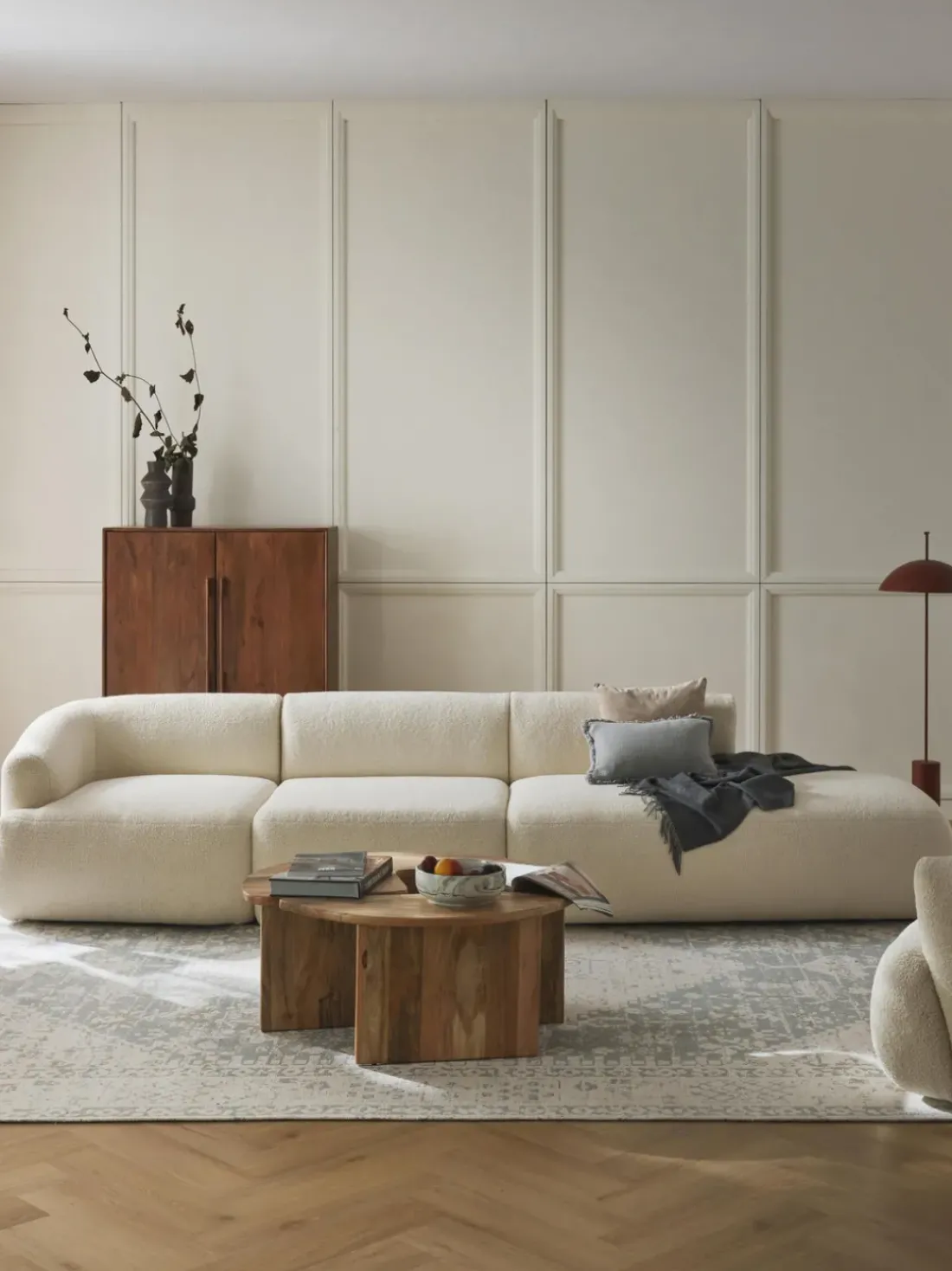 Diván modular grande de borreguillo Sofia