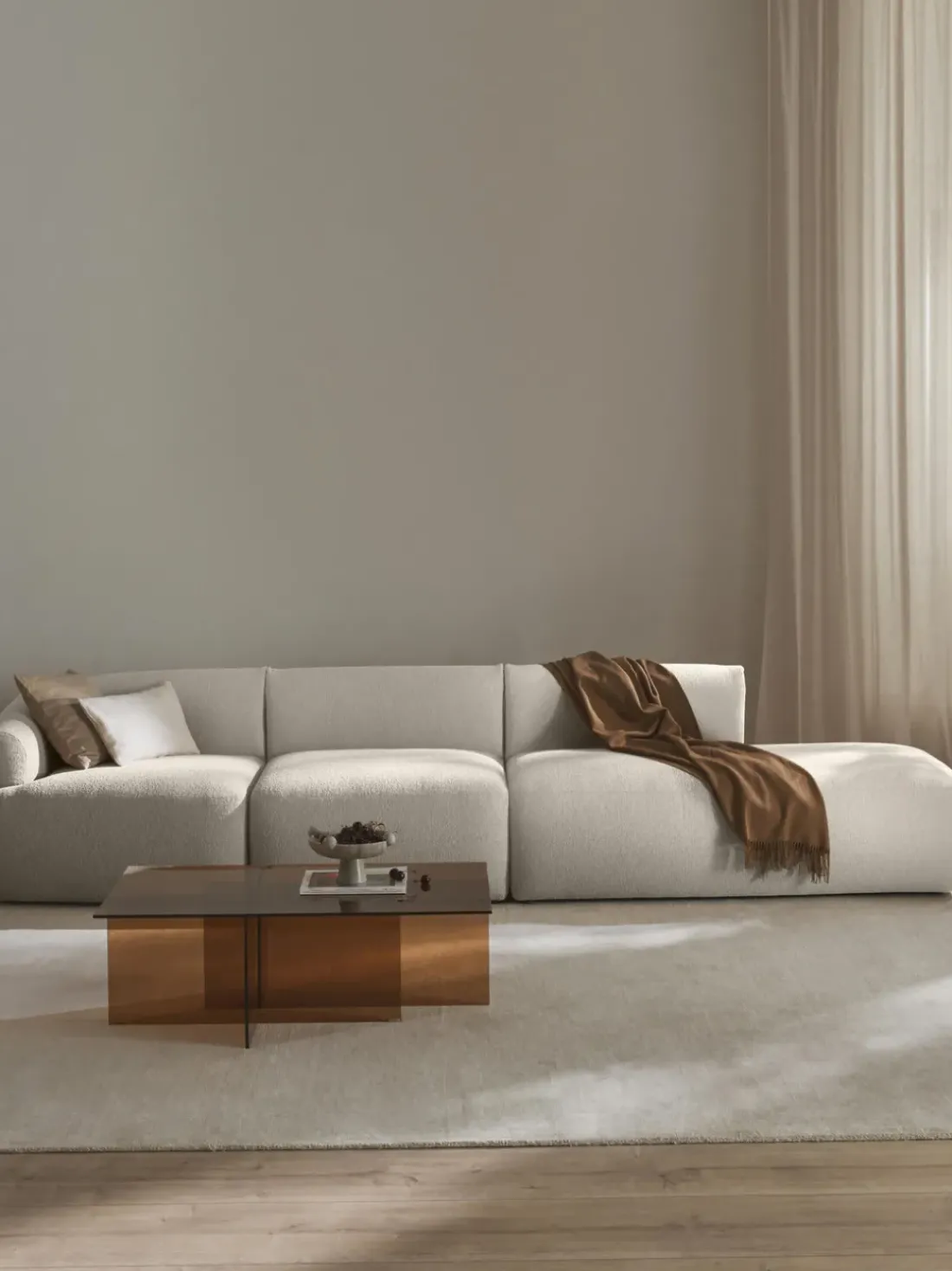 Diván modular grande en tejido bouclé Sofia