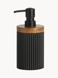 Dosificador de jabón con adorno de madera Laura