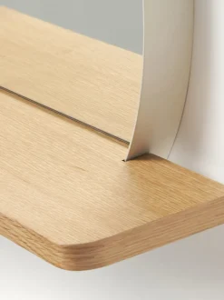 Espejo de pared redondo con estante de madera Kenny
