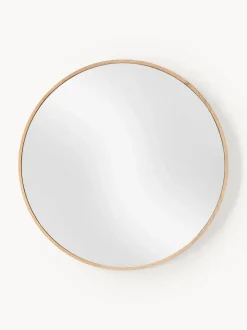 Espejo de pared redondo con marco de madera de roble Avery